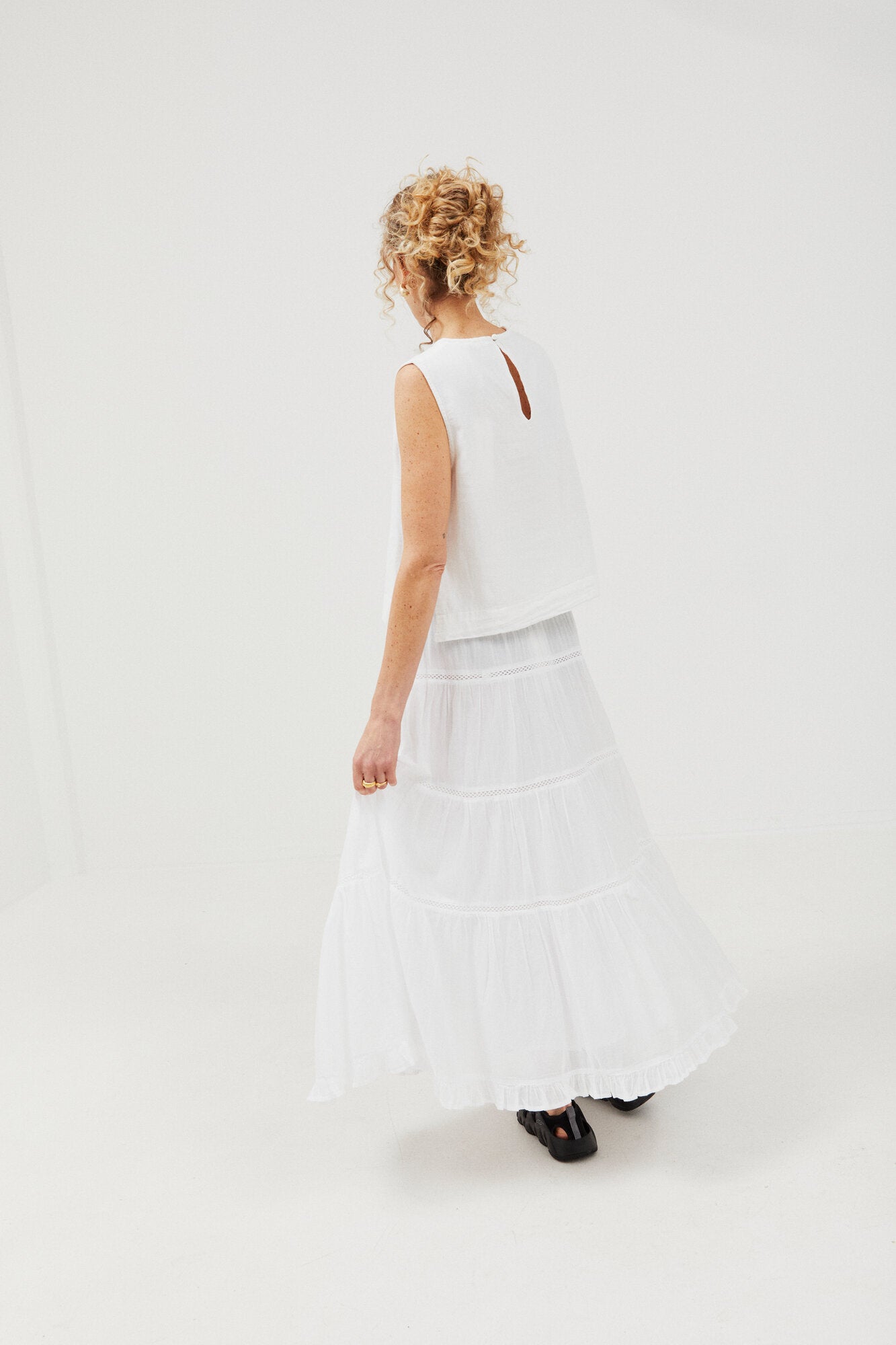 Miranda Voile nederdel - hvid